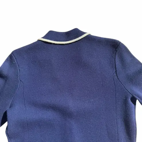 LAUREN RALPH LAUREN Wool ROYAL NAVY BLUE CREST COAT OF ARMS CARDIGAN SWEATER PM Size undefined