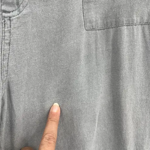 Sincerely Jules Linen Blend Cargo Womens Pants Sz L Gray Utiltiy Wide Leg Comfy