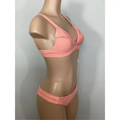 PilyQ New. coral stitched teeny bikini. M-top/L-bottom. Retails $179