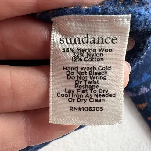 Sundance Small S Galaxy Delight Surplice Sweater Faux Wrap Merino Wool Blend Blue