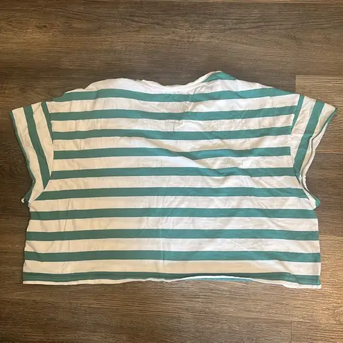 Keroppi Women’s Cropped Green & White Striped Crop T