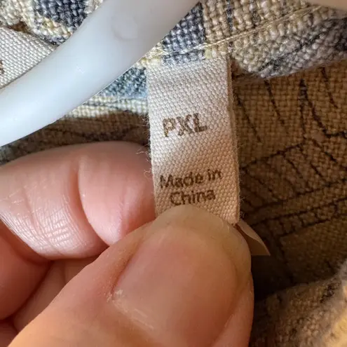 Soft Surroundings Tropical Palm Leaf Print Button Up Shirt Dress Size Petite XL