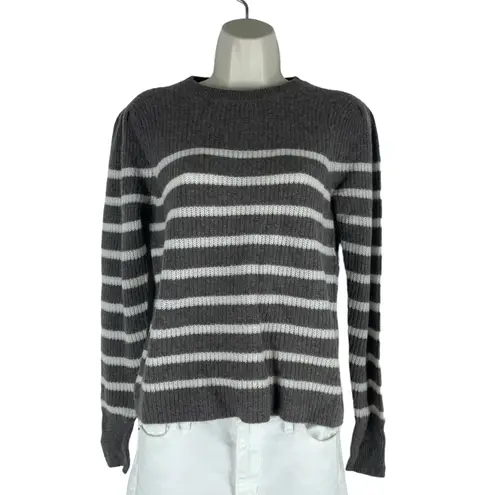 360 Cashmere Laurel Cashmere Striped Sweater Puff Shoulder Size S