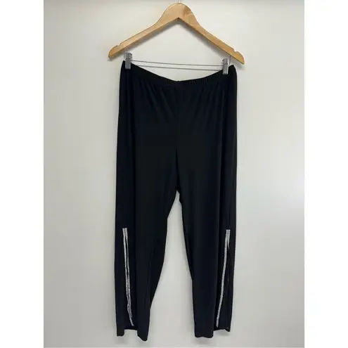 MSK Wide Leg Pants Size XL Petite Black Rhinestone Elastic Waistband NEW