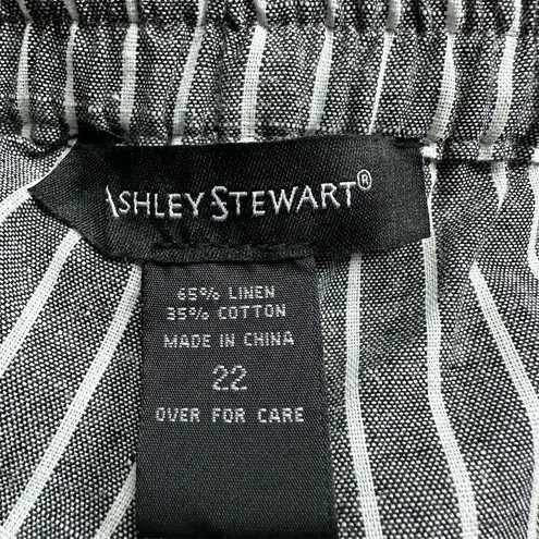 Ashley Stewart Women's Pinstripe Blazer & Pants Gray Size 22 Linen Blend