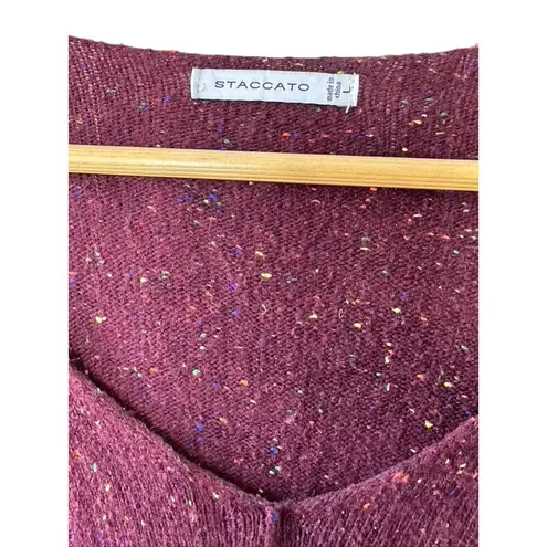 Staccato Maroon V-Neck Long Sleeve Light-Weight Oversized Sweater Women's Large
