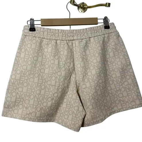 Moncler NWT Monogram Drawstring Shorts – Beige Logo Print Luxury Style, Size S - Image 9