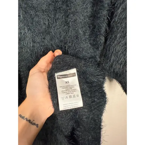 Wednesday's Girl Eyelash Midi Sweater Dress Womens Sz XS Fairy Grunge Witchy Blue