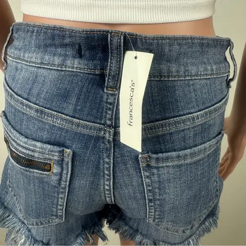 Eunina Francesca's Mid Rise 3” Fray Hem Denim Jeans Shorts Medium Wash Size 27