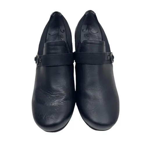 Abeo B.I.O SYSTEM Raine Black Leather Comfortable Mule Clog Heel Shoes Size 7.5