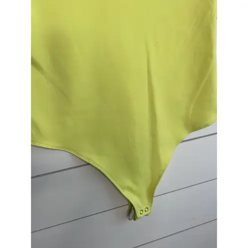 Good American  Yellow V Neck Sleeveless Snap Closure GR4850 Bodysuit Large