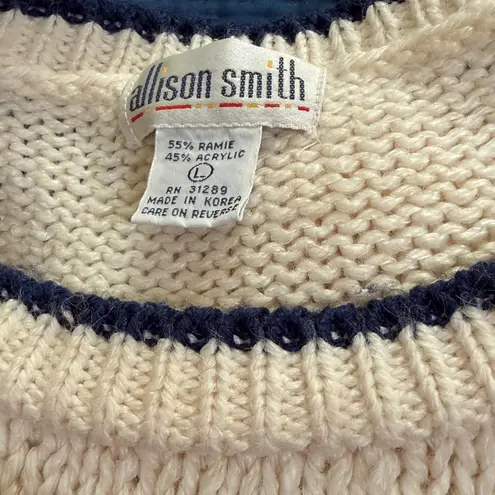 VTG 80s Allison Smith Heart Knit Sweater | L Ramie Blend Made in Korea Red Size L