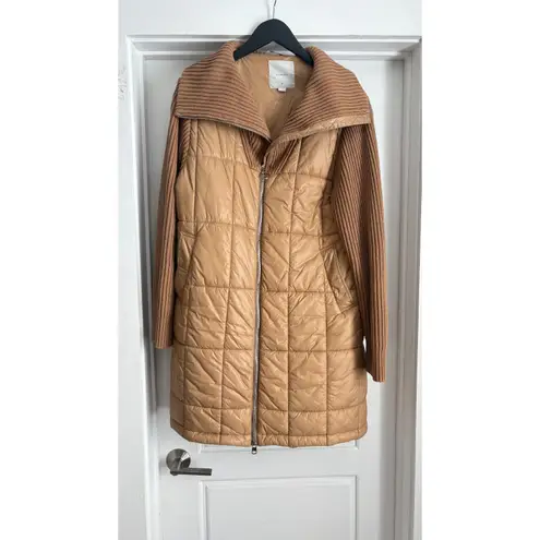 Varley Mayten Knit Puffer Jacket Size M Tan