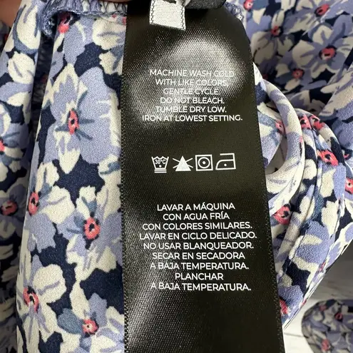 Well Worn Womens size XXL Ditzy Floral V-Neck Ruffle 3/4 Sleeve Blouse Top Blue