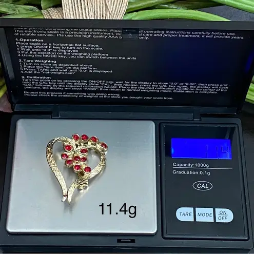 Vintage Gerry’s Signed Gold Heart with Red Stones Valentine’s Brooch