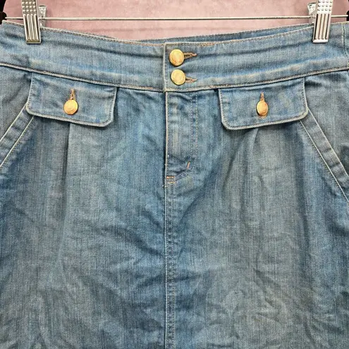 Juicy Couture  Ex Cardiff High Waist Womens Denim Skirt Crest Button Size 28