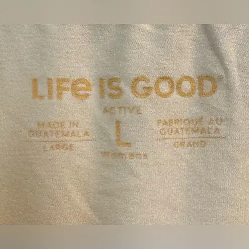 Life is Good Women’s yellow  active tank top - with palm trees - size Large thumbnail 5