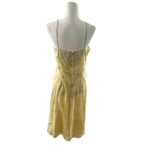 Vintage J Crew Sun Dress Size 12 Y2K Floral Old Money Butter Yellow Boho Midi