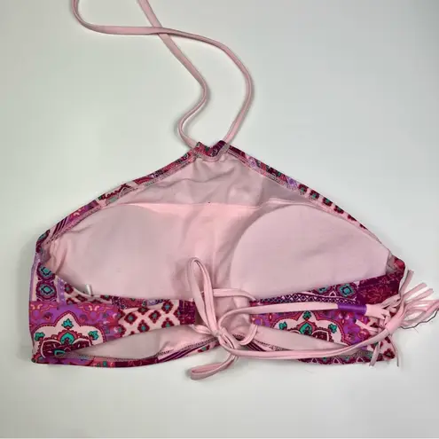 Dreamgirl Malibu Dream Girl Pink Patchwork Mandala Print Halter Neck Cutout Hip Bikini Set