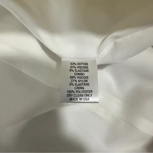 Pearl By Lela Rose Size M/L White Stretch Cotton Push Up Sleeve Blazer Coastal