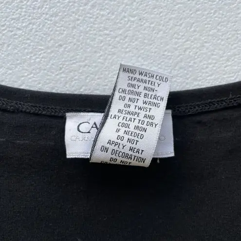 Carmen Marc Valvo Sheath Dress Womens XS Black Silver Studded Ponte Knit Keyhole