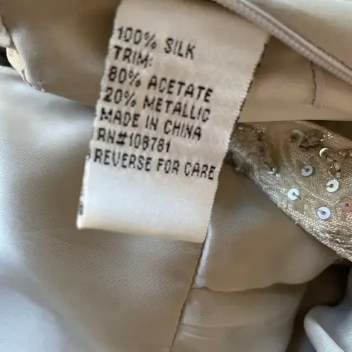 Niteline Formal Champagne Silk Beaded Long Dress with Jacket Size 6