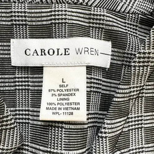 Carole Wren Black White Open Front 3/4 Sleeve Long Blazer Coat Size Large