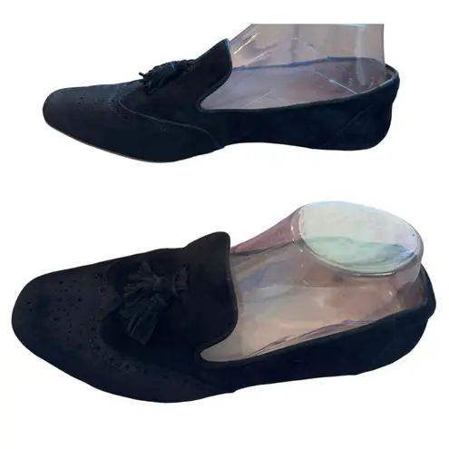J.Crew Georgie Black Suede Tassel Loafer Flats Leather Lined Preppy 7.5 Shoes Size 5.5
