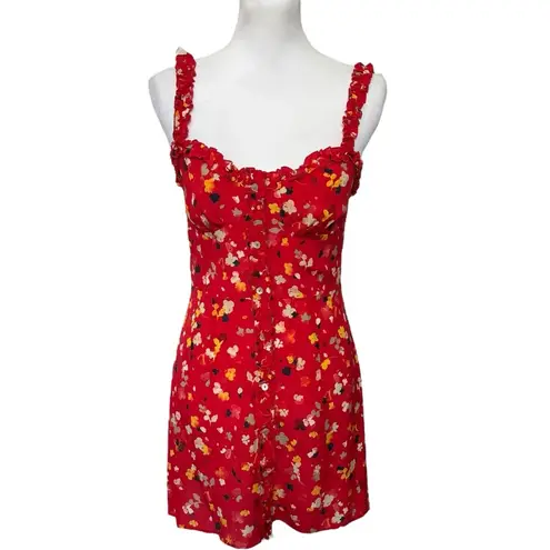 Realisation Par Julia Rouge Fleur Mini Dress Red Silk Women’s Size Small Floral
