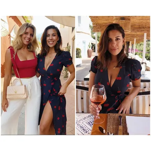 Realisation Par 💕💕 The Teale Midi Wrap Dress ~ Wilde Cherry Print XXS NWOT