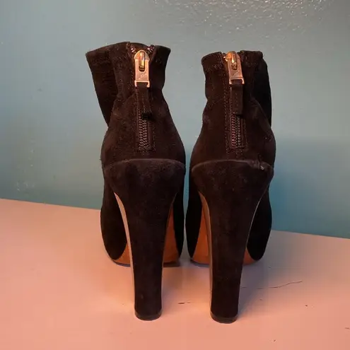 Brian Atwood  Black Suede Heeled Ankle Boots Size 7.5