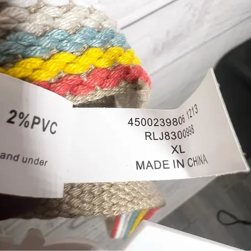 Relic NWT Colorful Woven Belt with Silver O Ring Closure Reversible Neutral Tan