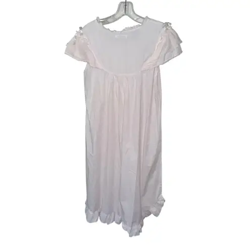 Vintage King Whale Nightgown Pink White Lace Trim Ruffle Bow Pocket Cottagecore Size undefined