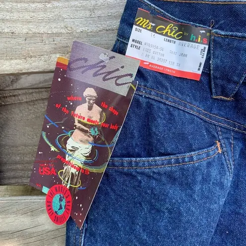 Ms Chic 90s vintage mom jeans yoke waist bareback high rise 30" Waist Blue