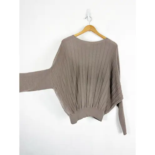 Nap Loungewear Wool Sweater One Size Knit Ribbed Dolman Sleeve Batwing Cozy Brown