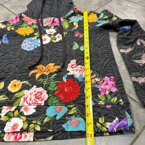 Johnny Was Blooming Breeze Pullover Hoodie Camo Grey Black Sz XS Boho Casual EUC