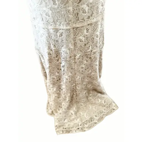 Tadashi Shoji Cream Lace Strapless Sleeveless Formal Gown Size 8