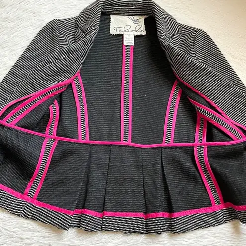 Anthropologie Women's Black and White Jacke,Women's Striped Gray Blazer Size XS Gray