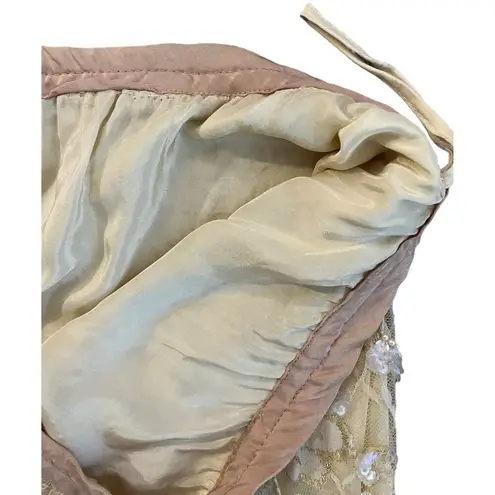 VTG Judith Ann Creations L Beaded Sequins Maxi Skirt Set Dress Formal Gold Ivory Size L