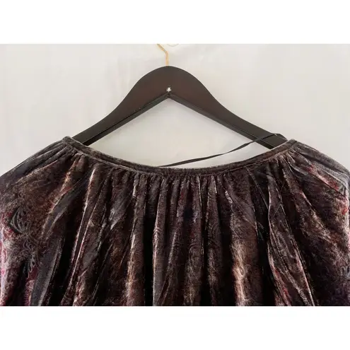 Style & Co Velvet Burnout Top 1X Crushed Lace Flare Sleeve Fairy Grunge Whimsy Purple