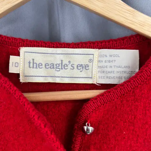 The Eagle's Eye Red 100% Wool Cropped Button Front Jacket Size 10 Vintage