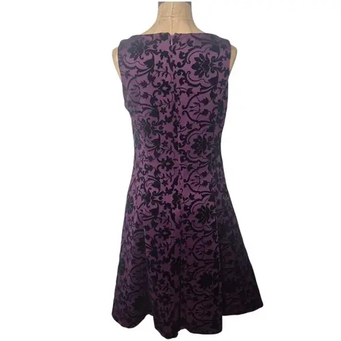 Scarlett Purple & Black Velvet Floral Cocktail Dress Y2K Romantic Goth Size 6