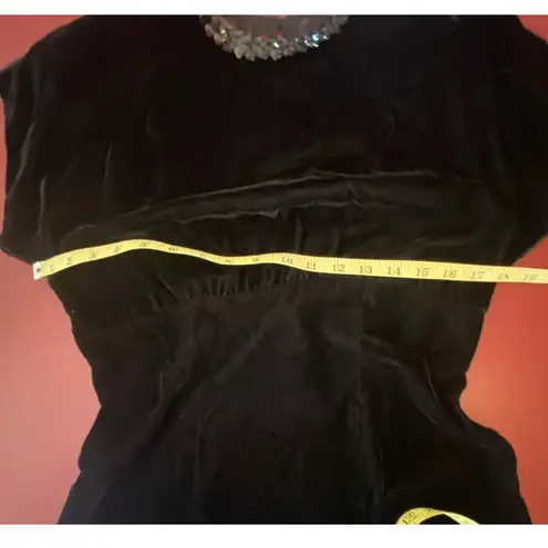 Gunne Sax Vintage 80s Black Velvet Lace Dress Small Goth Witchy Illusion Back