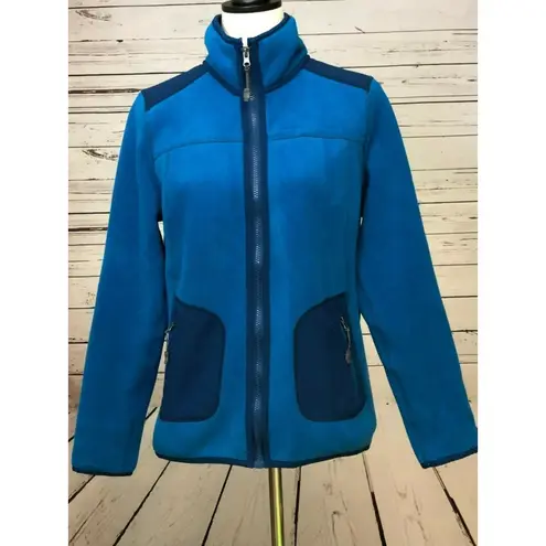 Green Tea Small Fleece Jacket Full Zip Coat Blue Anthropologie Womens Aqua