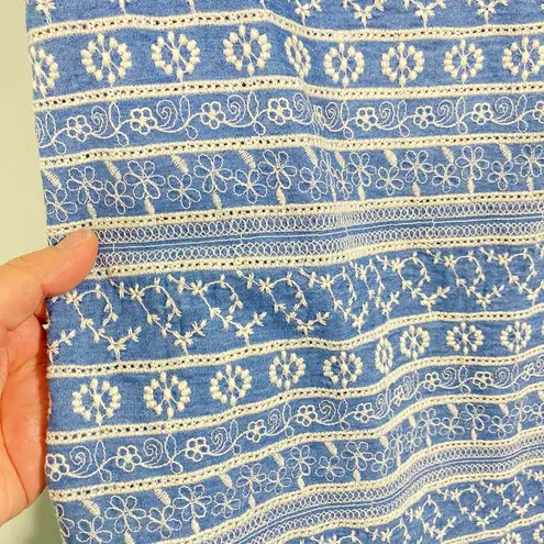 Ali & Jay Women's Blue Fully Embroidered V-neck Short Sleeve Mini Dress Size M