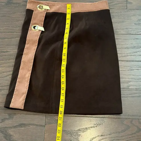 J. McLaughlin  Wrap Skirt - Hardware Closure BrownFaux Suede Size 2