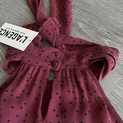 L'Agence L’Agence Top Womens Small Sleeveless Polka Dot Red Tie Neck