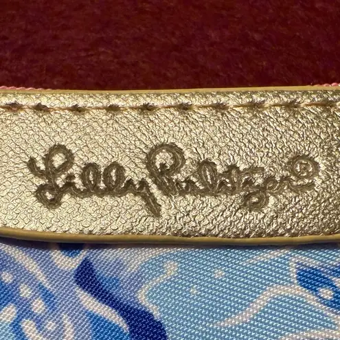 Lilly Pulitzer  Pink Blue Floral Wallet Change Purse Key Ring ID Case Card Holder