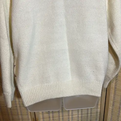 Alfred Dunner Vintage 1990s Y2K Cream Sweater With Embroidered Pattern Large