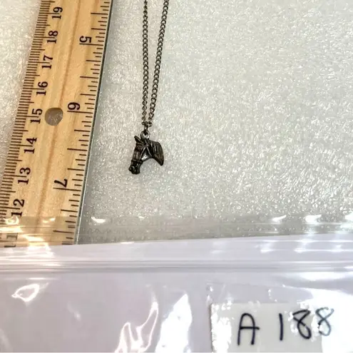 Horse Head Pendant Necklace Silver Tone Chain 20 Inches Long With Lobster Clasp